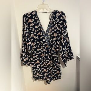 Zara | Floral Wrap Tie Romper, Size M